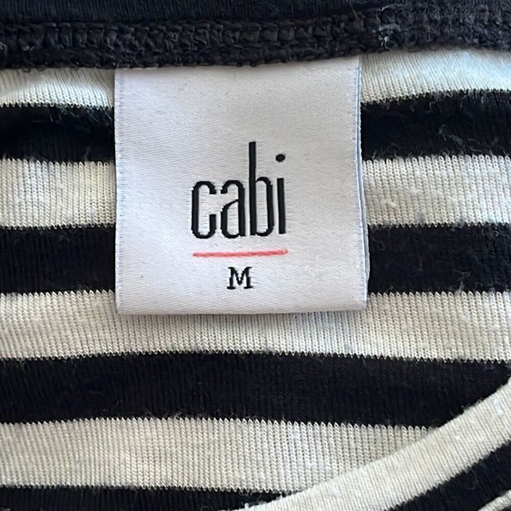 Cabi Bistro Black and White Striped Long Sleeve Top Medium #5188 - Picture 5 of 5